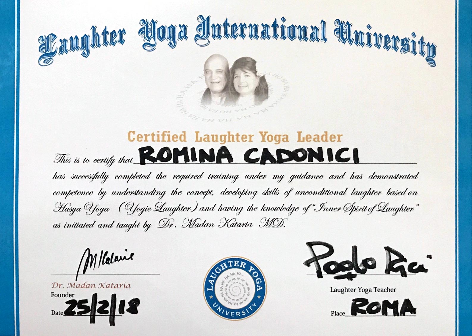 Formazione Yoga della risata Romina Cadonici Paolo Ricci